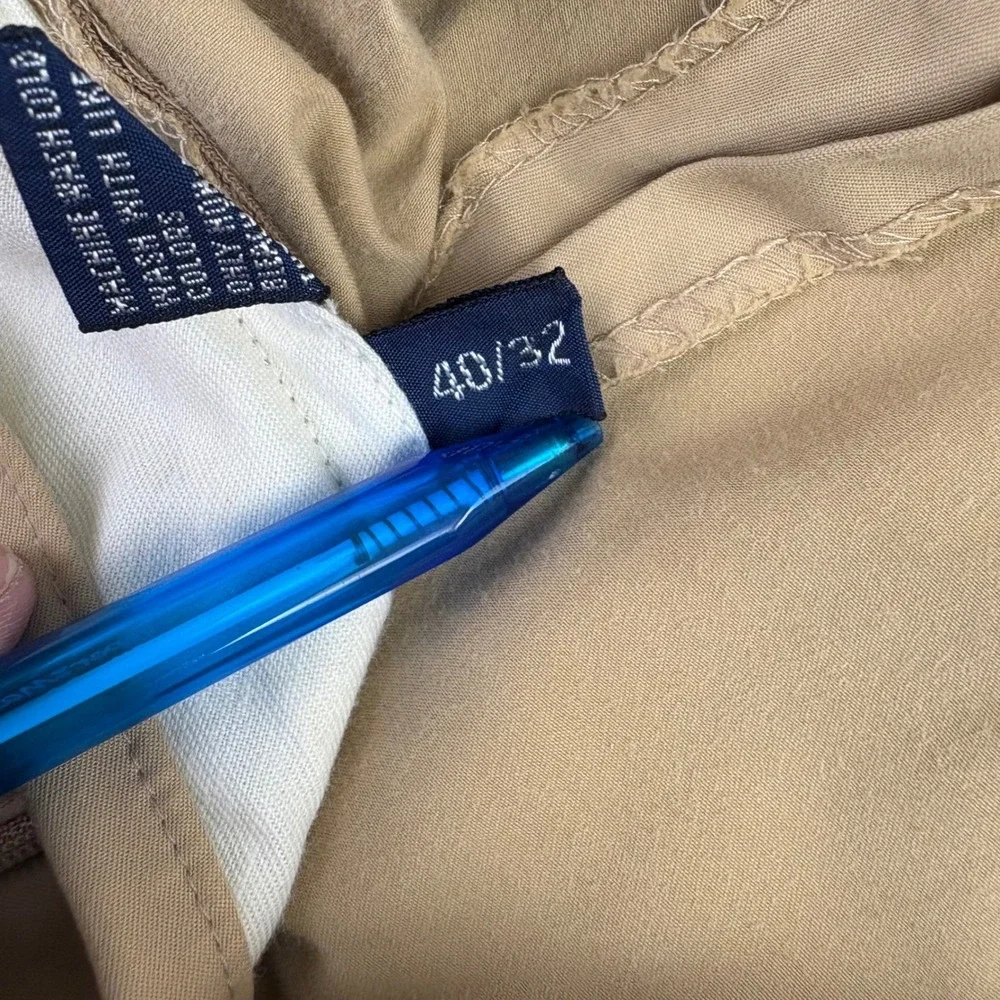Polo Golf Ralph Lauren Mens 40x32  Khaki Pleated Chino Pants Casual Cotton Nylon